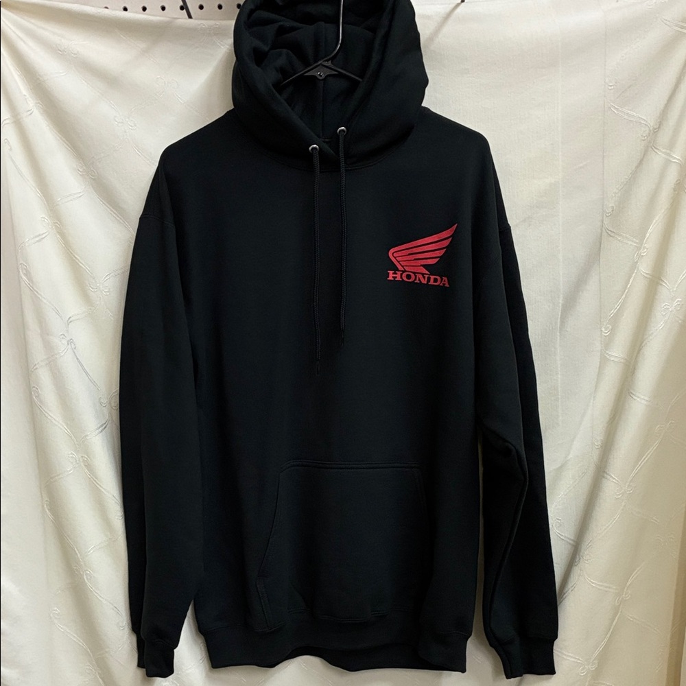 Men's Honda Fox Valley Cycles Black Hoodie with Red Wing Logo